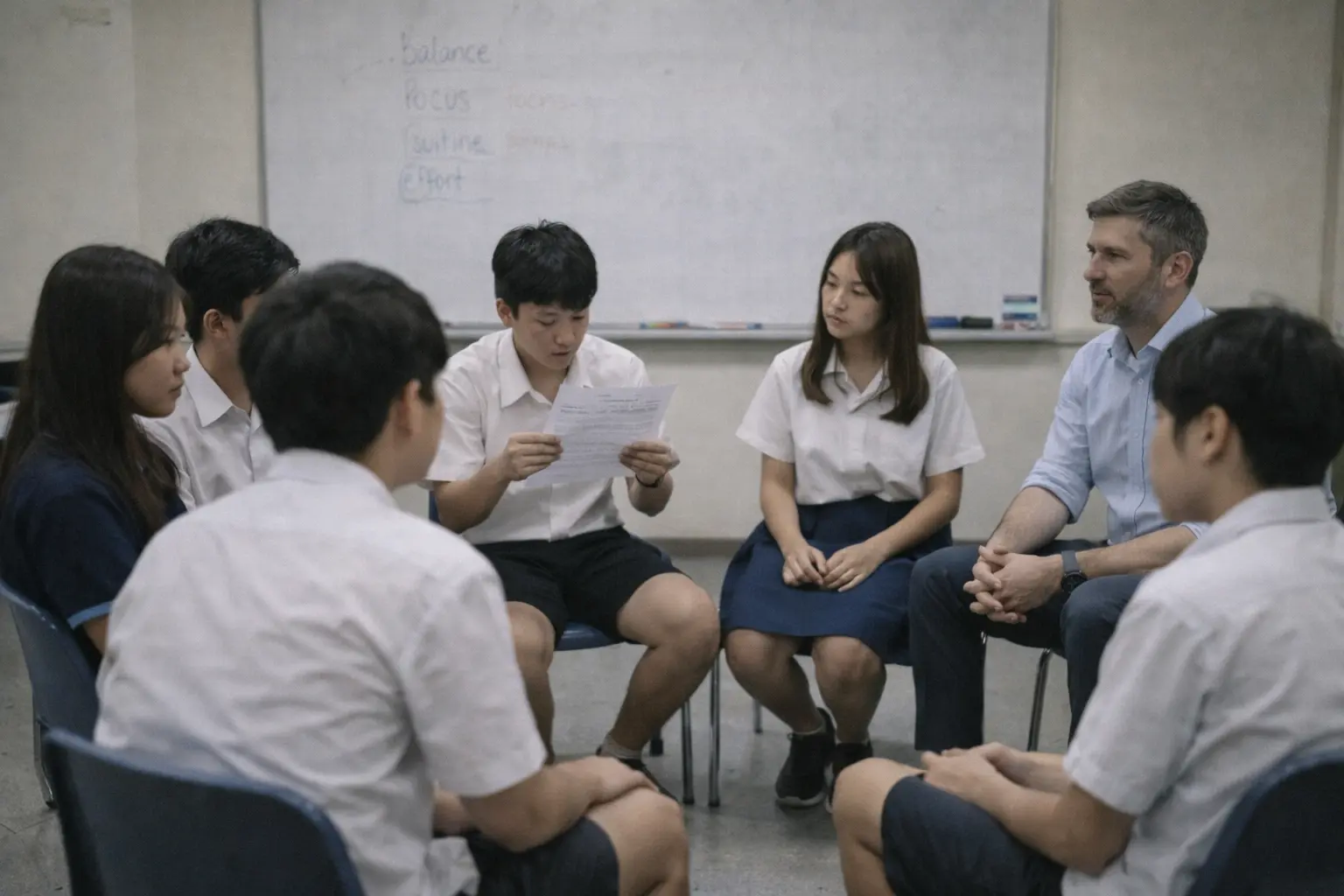 Students in classroom discussion about gaming wellbeing
